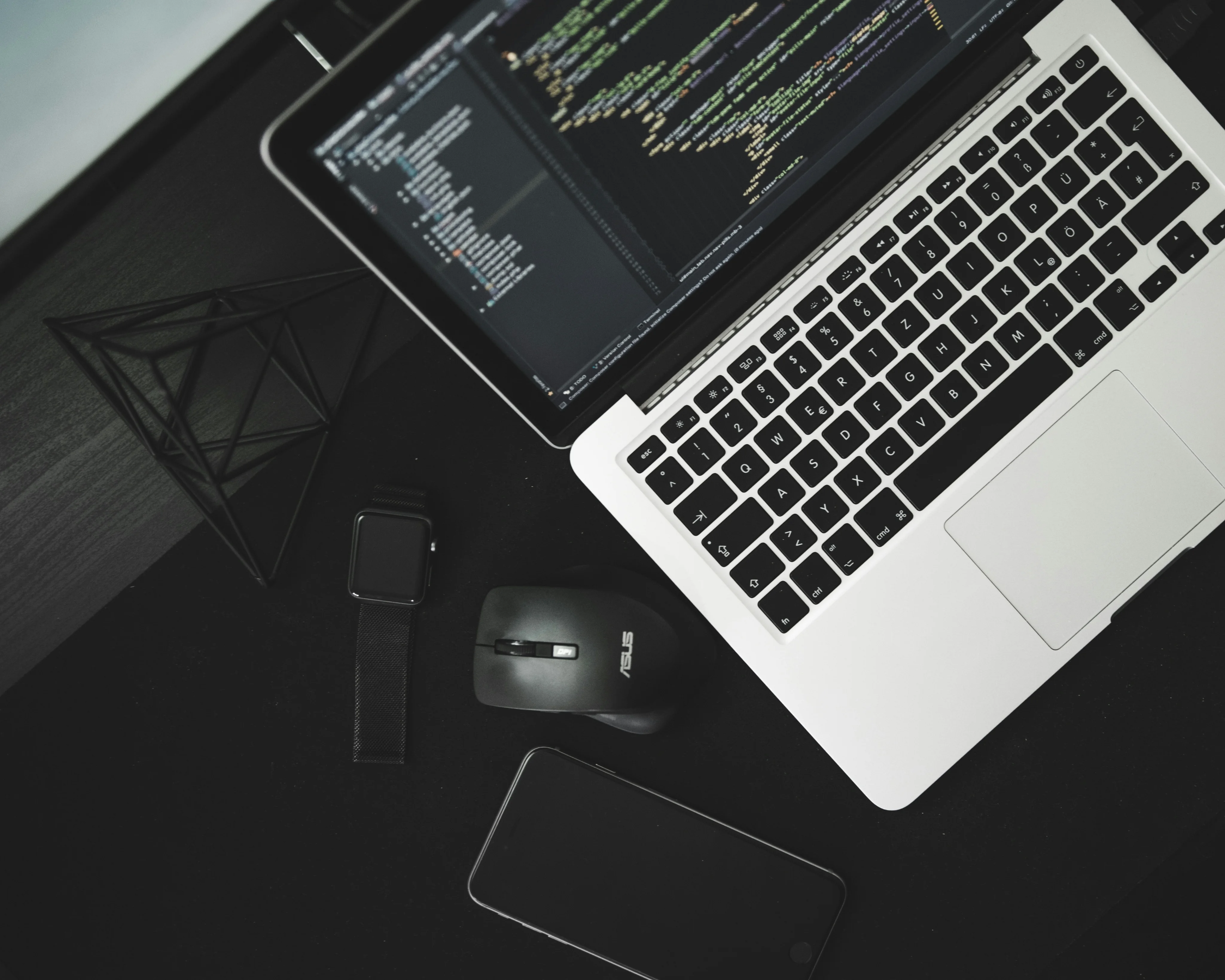 Developer code on laptop